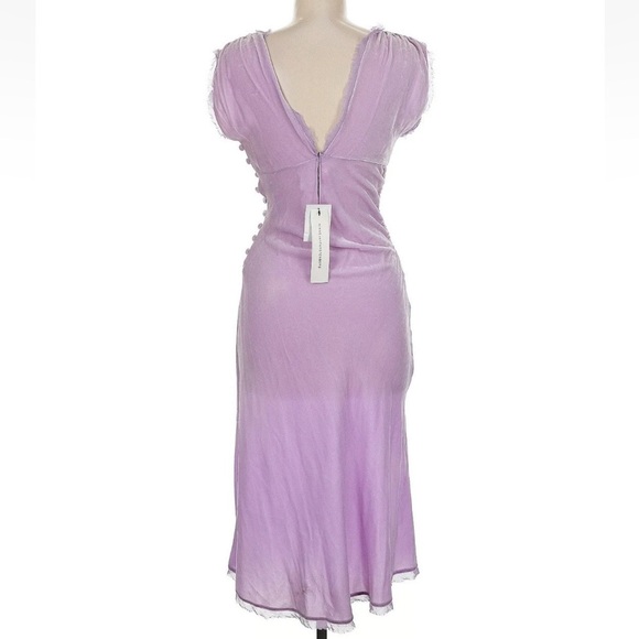 Vintage Diane Von Furstenberg Velvet Midi Dress Short Sleeve 90s Slip Button 6 S - Picture 3 of 10